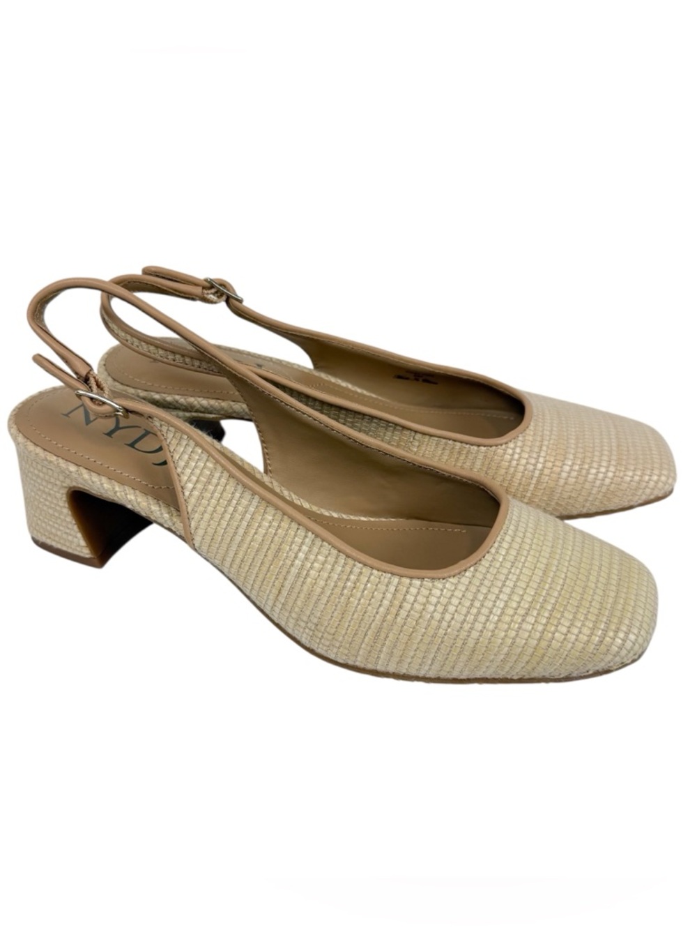 NYDJ Faelynn Slingback‎ Heels Raffia Woven Square Toe Size 9